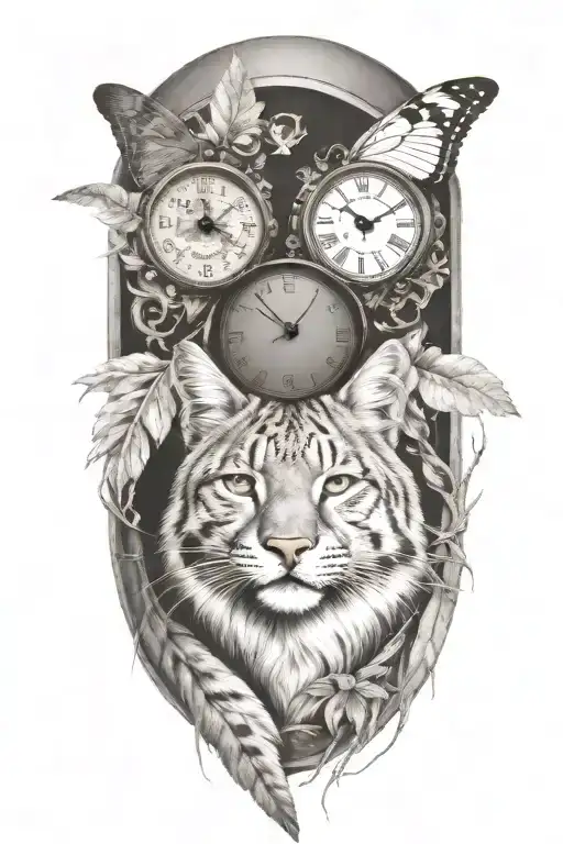 2 Clocks With Dates Wings Spread Bobcat Face Inside