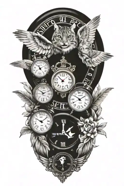 2 Clocks With Dates Wings Spread Bobcat Face Incorporated