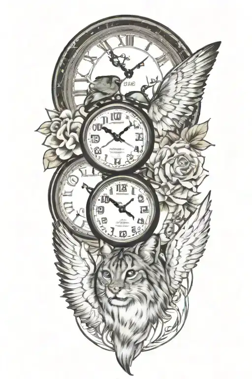 2 Clocks With Dates Wings Spread Bobcat Face