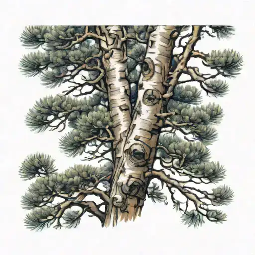 A Scots Pine And A Birch Tree
