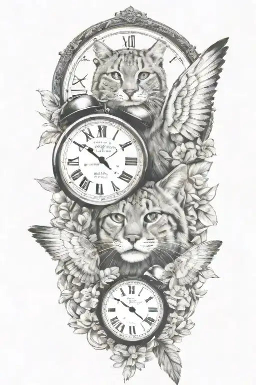 2 Clocks With Dates Wings Spread Bobcat Face