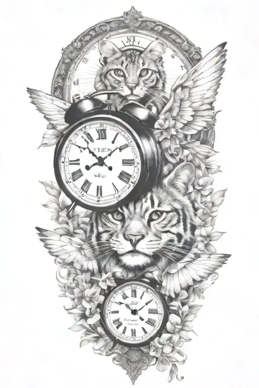2 Clocks With Dates Wings Spread Bobcat Face