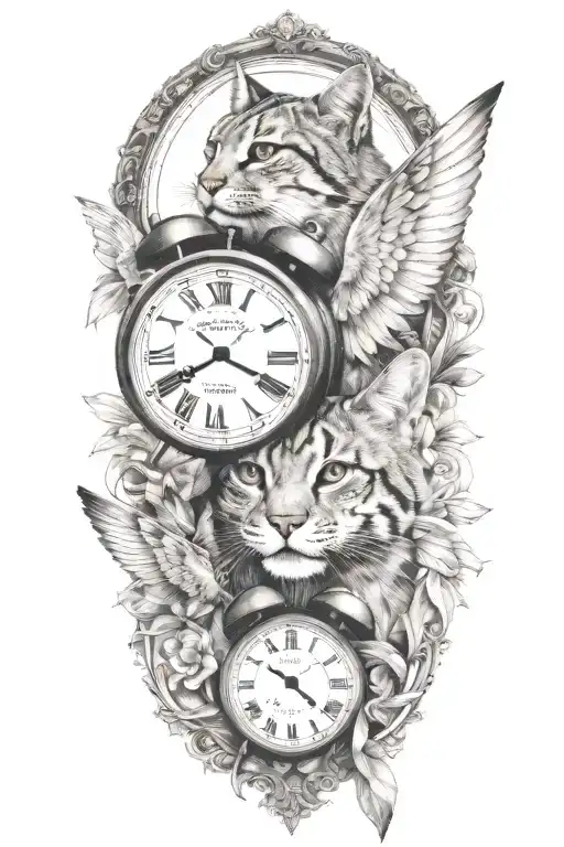 2 Clocks With Dates Wings Spread Bobcat Face