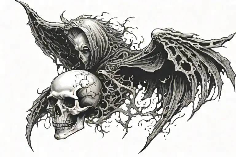 I Want A Grim Reaper Style Wings On The Backside And A Gothic Style Galaxy And Skulls Sleeves