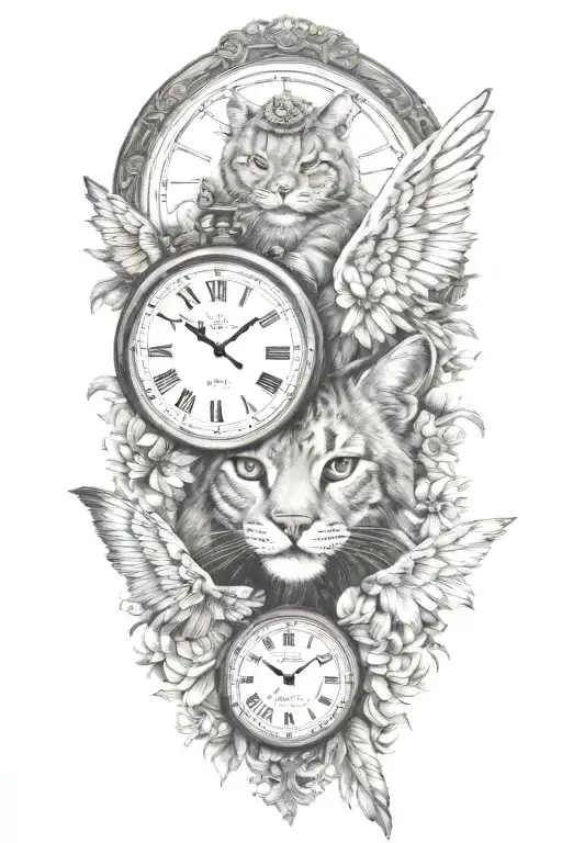 2 Clocks With Dates Wings Spread Bobcat Face