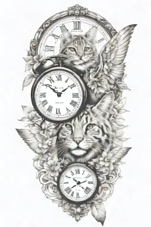 2 Clocks With Dates Wings Spread Bobcat Face