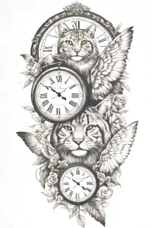 2 Clocks With Dates Wings Spread Bobcat Face