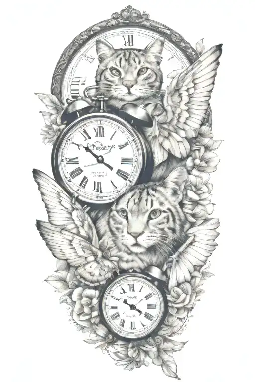 2 Clocks With Dates Wings Spread Bobcat Face