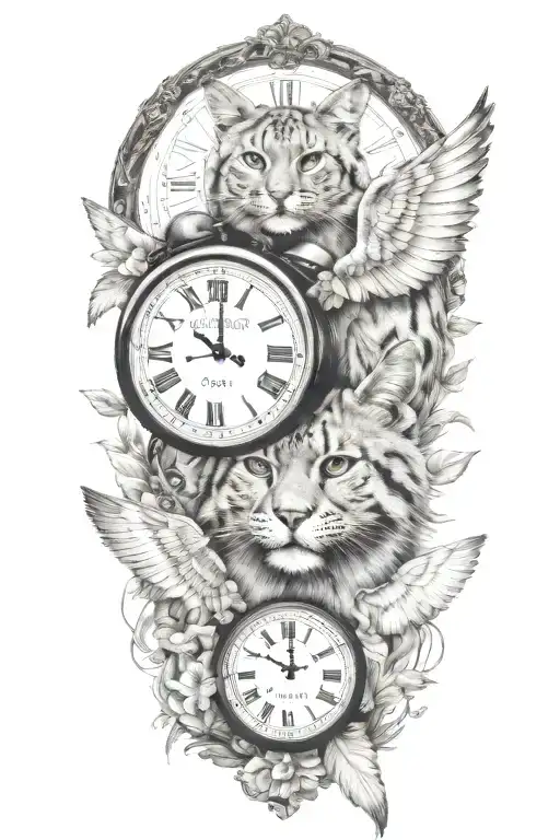 2 Clocks With Dates Wings Spread Bobcat Face
