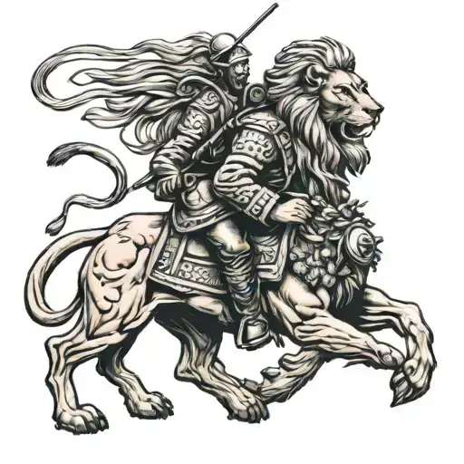 Ottoman Empire Soldier Running Lion