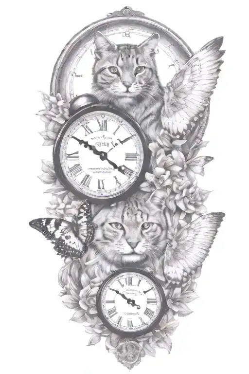 2 Clocks With Dates Wings Spread Bobcat Face