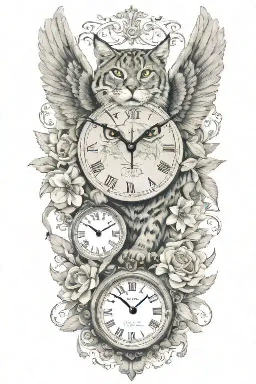 2 Clocks With Dates Wings Spread Bobcat Face