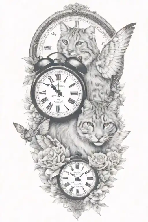 2 Clocks With Dates Wings Spread Bobcat Face