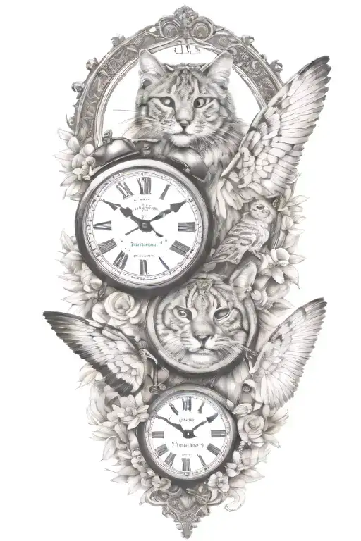 2 Clocks With Dates Wings Spread Bobcat Face
