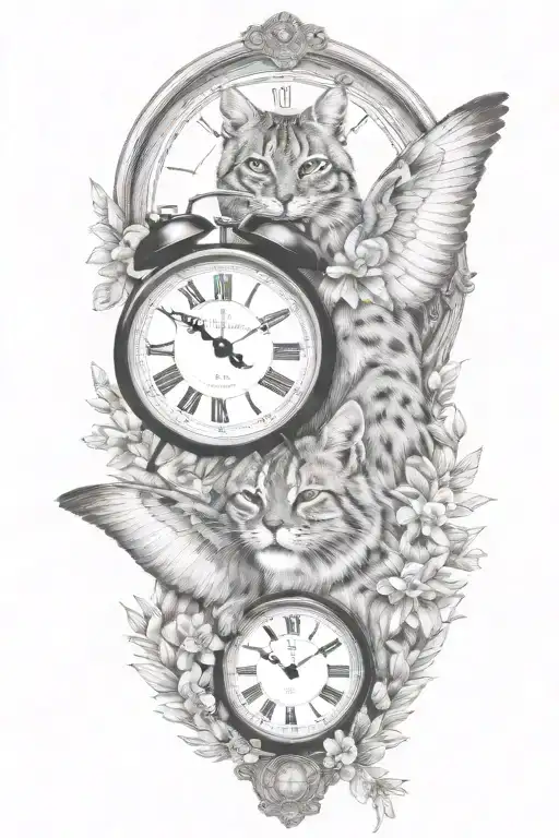 2 Clocks With Dates Wings Spread Bobcat Face
