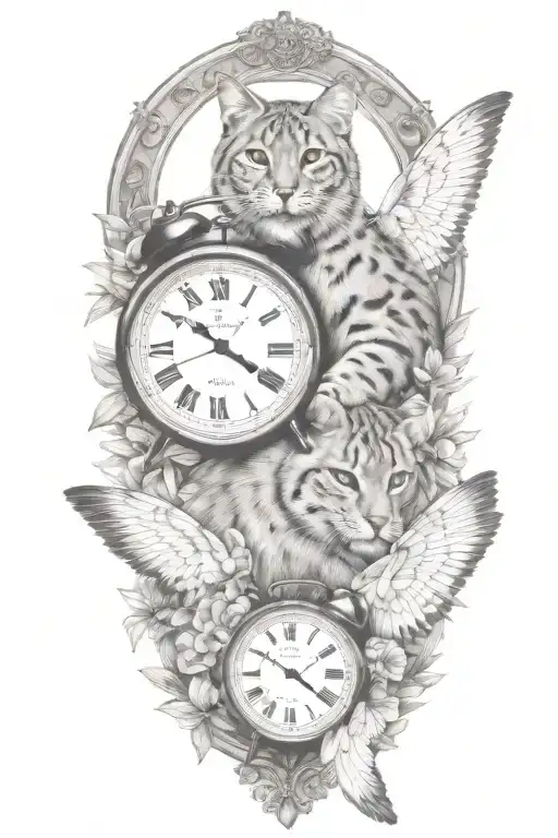 2 Clocks With Dates Wings Spread Bobcat Face