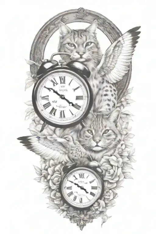 2 Clocks With Dates Wings Spread Bobcat Face