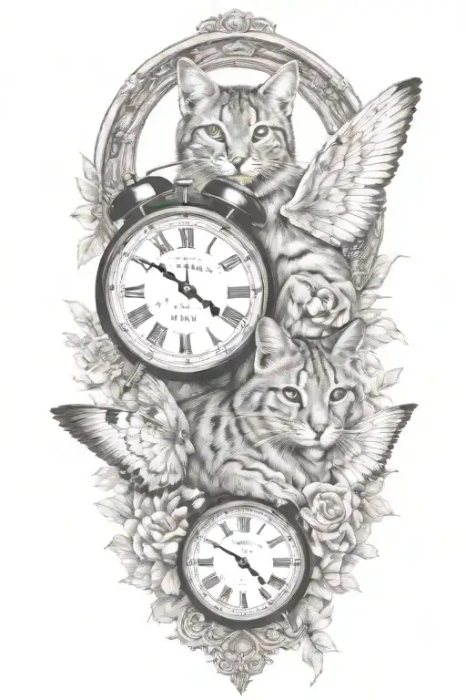 2 Clocks With Dates Wings Spread Bobcat Face