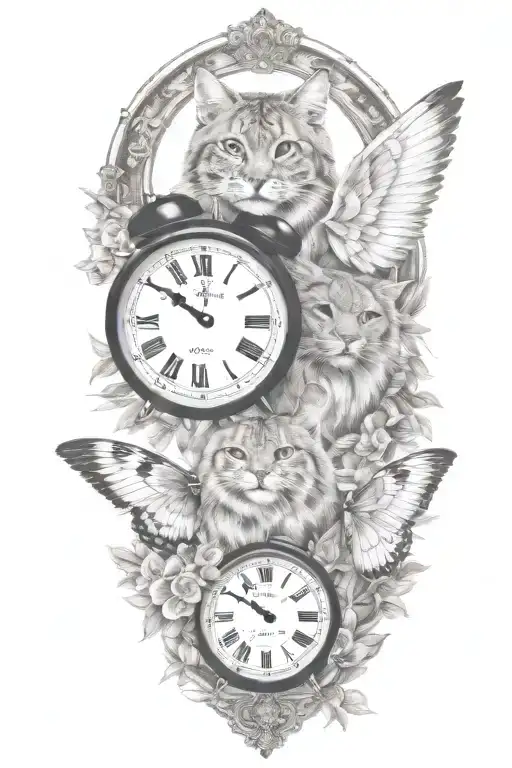 2 Clocks With Dates Wings Spread Bobcat Face