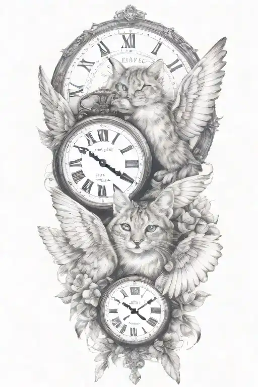 2 Clocks With Dates Angel Wings Spread Bobcat Face