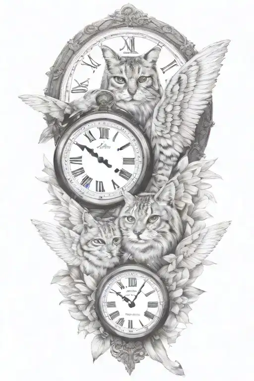 2 Clocks With Dates Angel Wings Spread Bobcat Face
