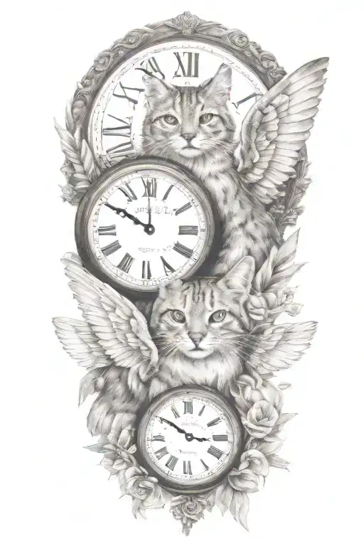 2 Clocks With Dates Angel Wings Spread Bobcat Face