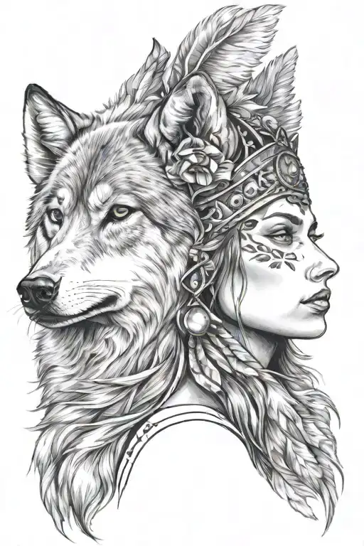 Lady With Wolf Headress