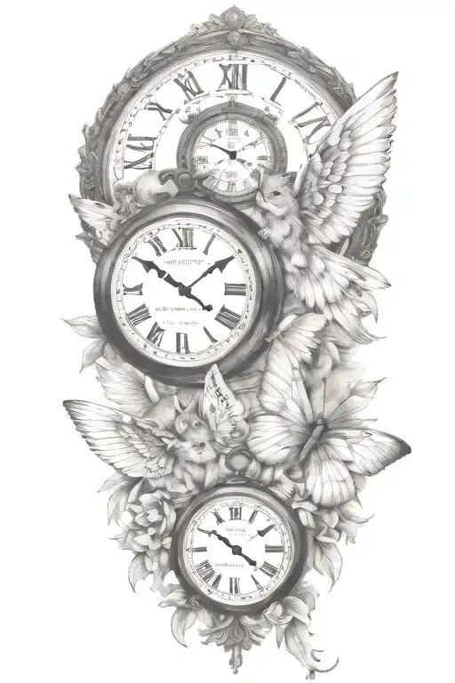 2 Clocks With Dates Angel Wings Spread Bobcat Face