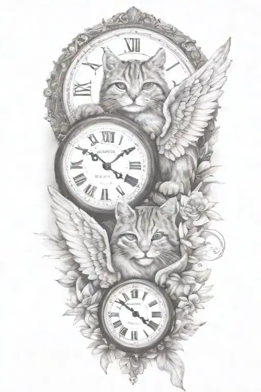 2 Clocks With Dates Angel Wings Spread Bobcat Face