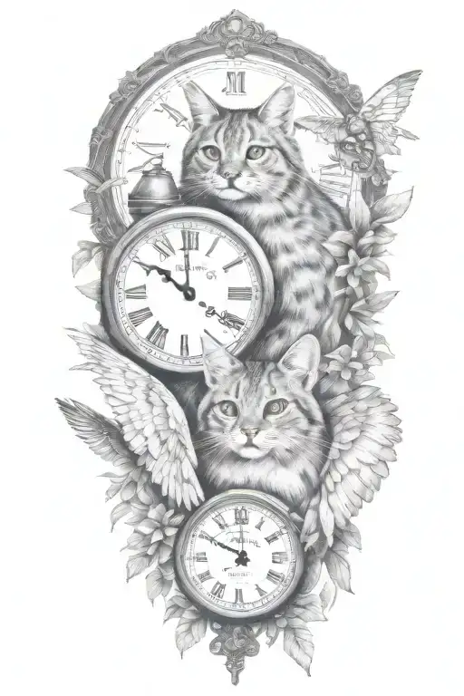 2 Clocks With Dates Angel Wings Spread Bobcat Face