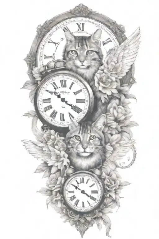 2 Clocks With Dates Angel Wings Spread Bobcat Face