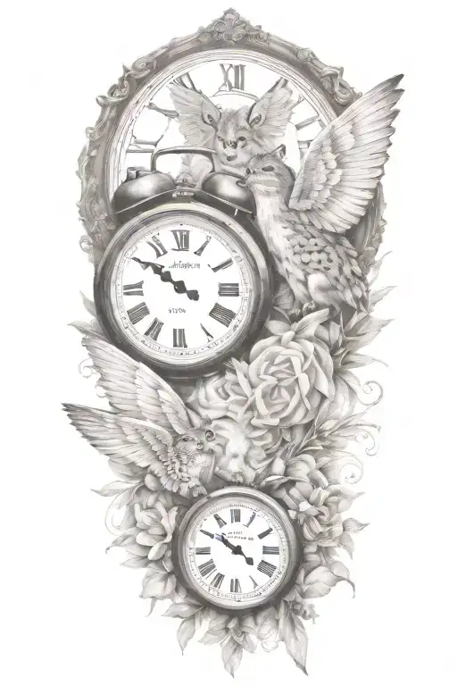 2 Clocks With Dates Angel Wings Spread Bobcat Face