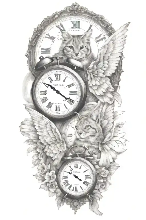 2 Clocks With Dates Angel Wings Spread Bobcat Face