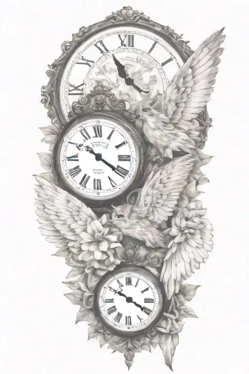 2 Clocks With Dates Angel Wings Spread Bobcat Face