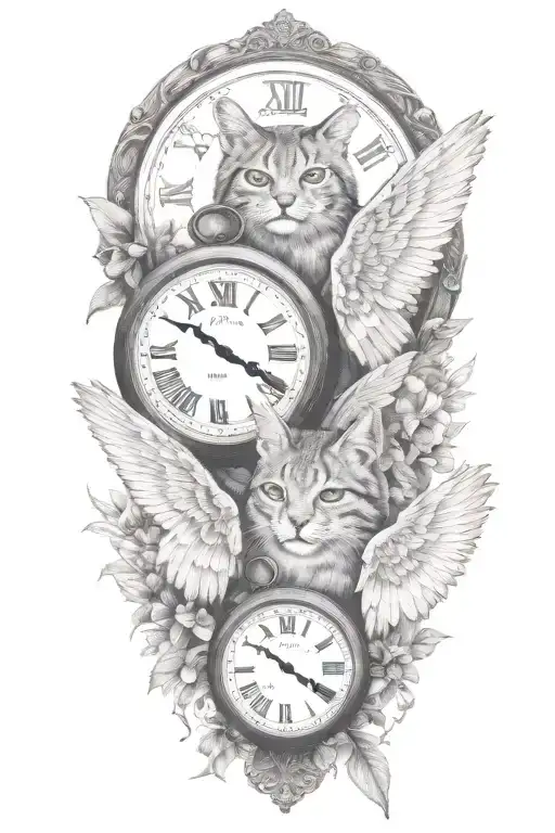 2 Clocks With Dates Angel Wings Spread Bobcat Face