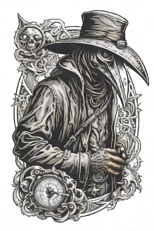 Tayu Plague Doctor With Background On Hand