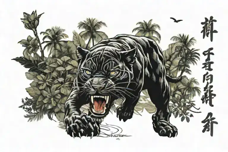 Black Panther Walking Along Arm And Also