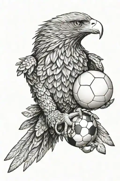 Real Eagle Holding A Volley Ball