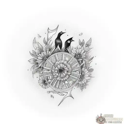 Fox With Magpie Circle Flowers