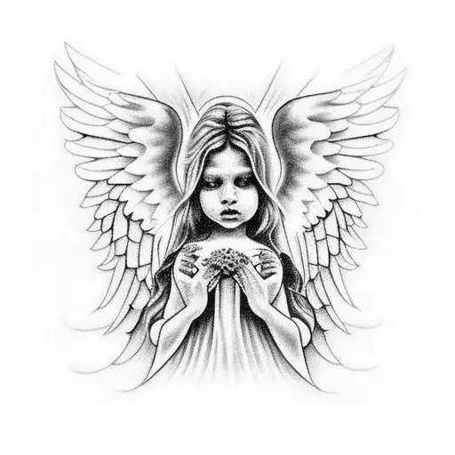 Angel With Faded Stairway