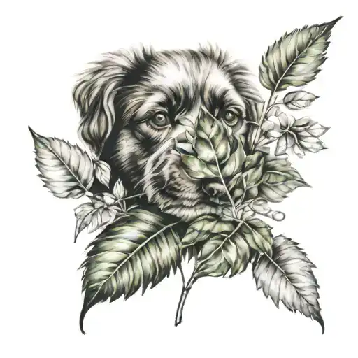 2 Dog Paw And Leaves