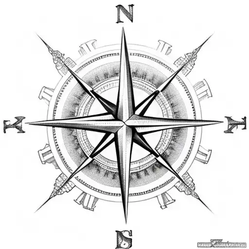 Black And White Compass And Gears