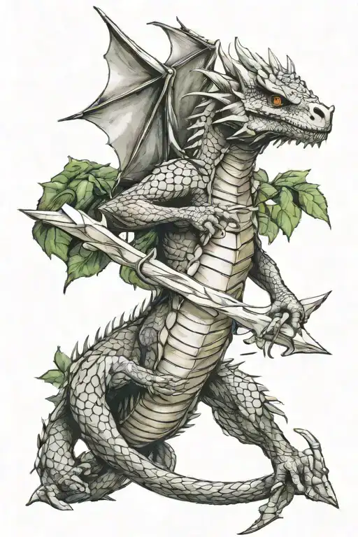 A Dragon Wrapped An Arrow With A Tree Branch