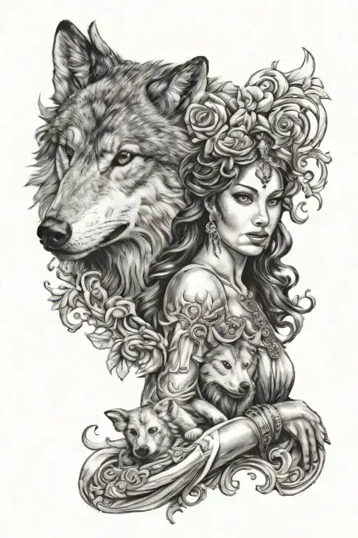 Umay Godess And Wolf