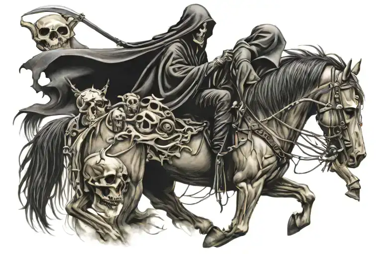 Grim Reaper Riding Horse Skull