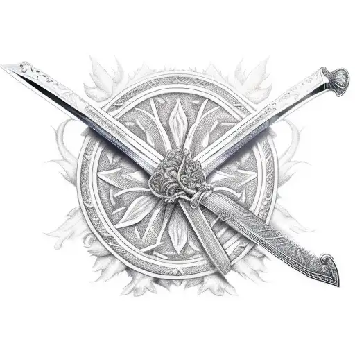 Scottish Claymore Sword Through Rose And Thistle