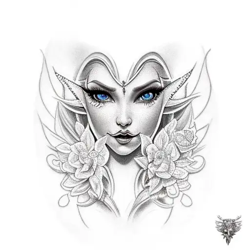 An Female Elf With White Dress And Corset