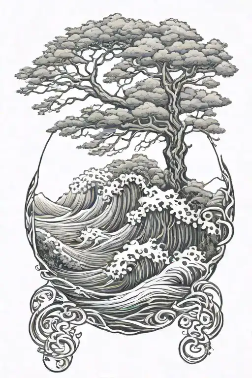 Forest And Ocean Wave Merging