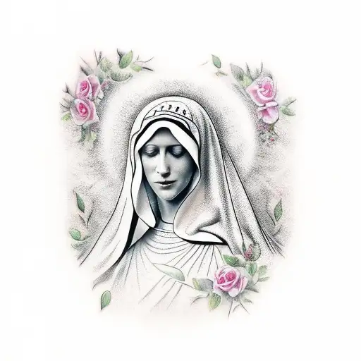 Mother Mary With Roses