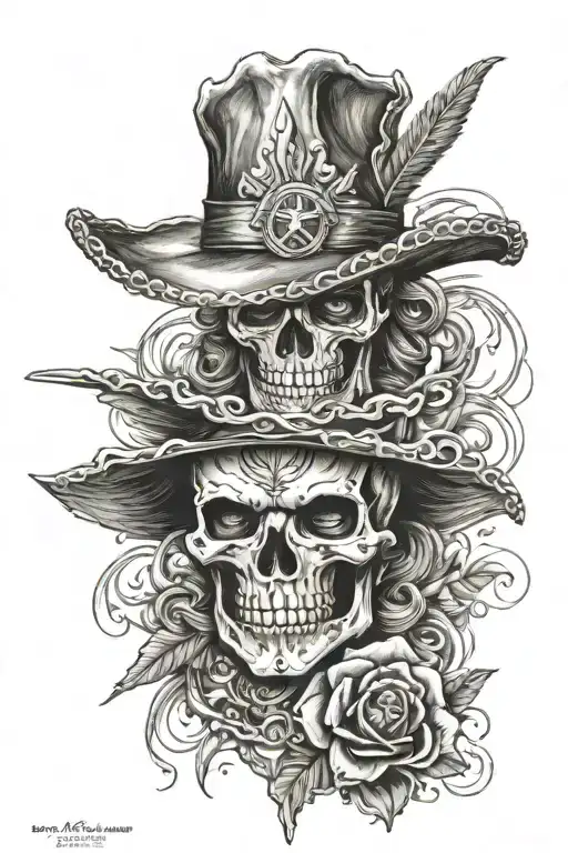 Mexican Bandido Skull Surrounded